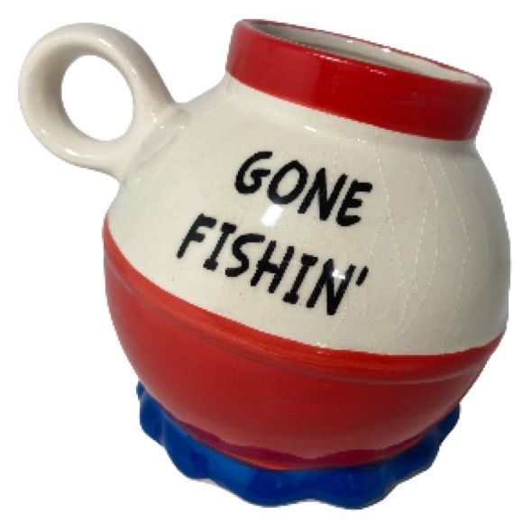 Big Mouth Inc Other - Fishing Bobber Gone Fishin'  Red White Ceramic Coffee Cup Mug by Big Mouth 16 oz